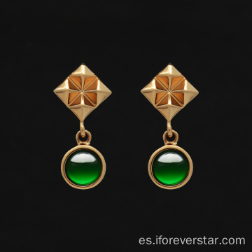 Pendientes de jadeita de oro imperial verde de oro real de 18k